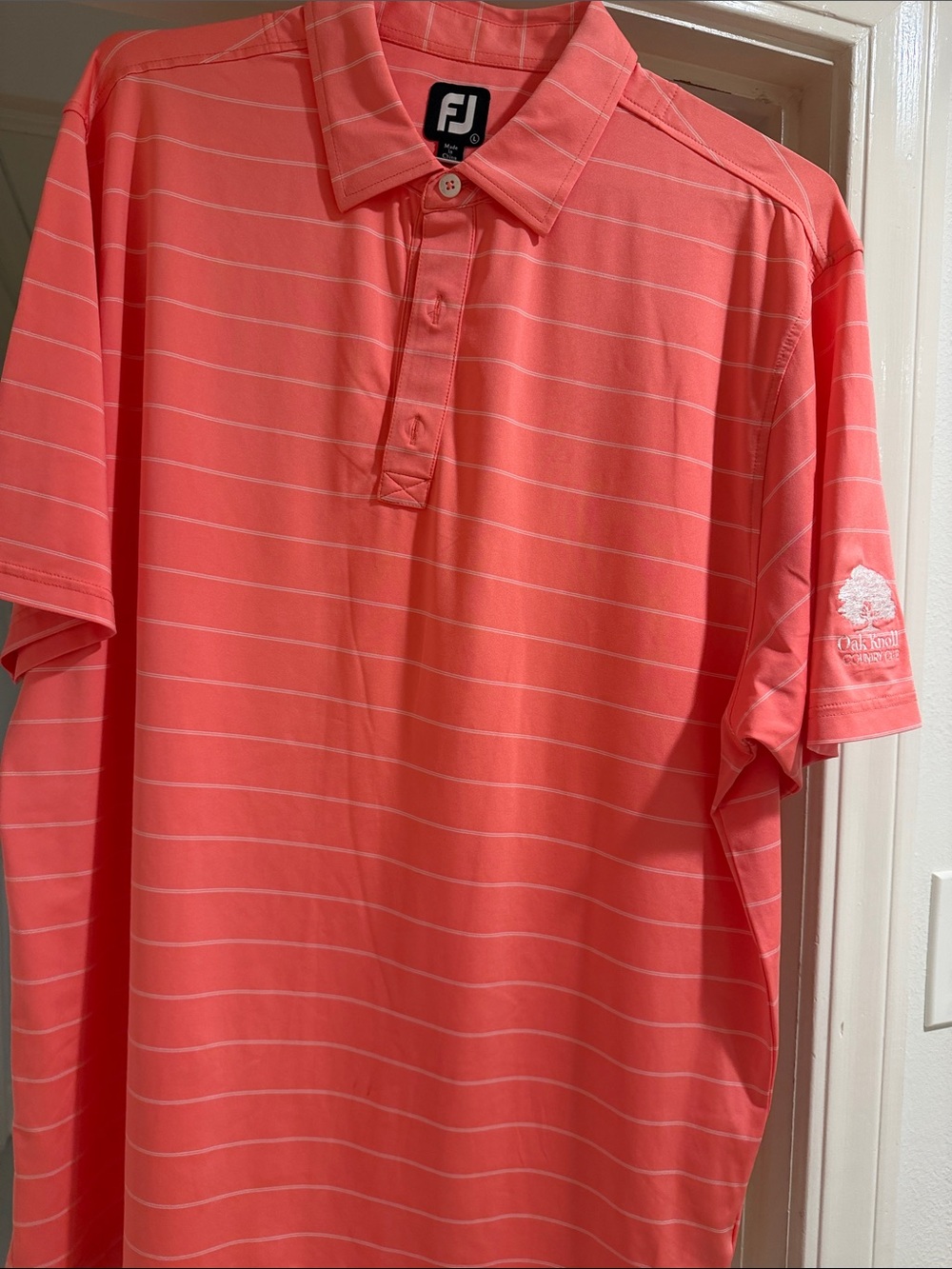 FootJoy Men’s Coral Pink Stripe Golf Polo